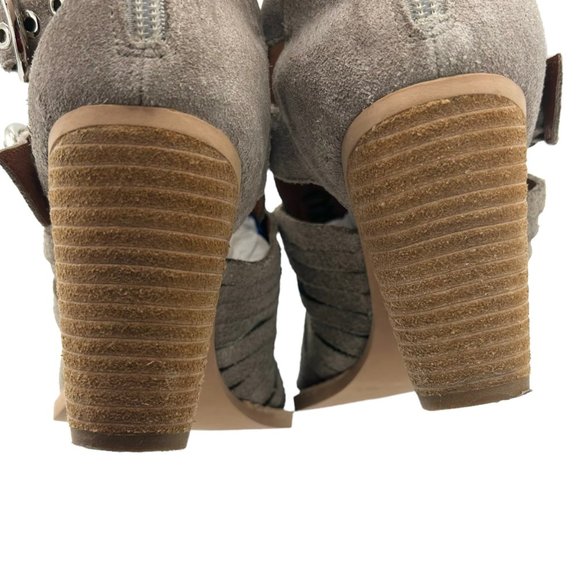 Jeffrey Campbell x Free People Travis Taupe Suede Buckle Heeled Boots - Picture 9 of 11